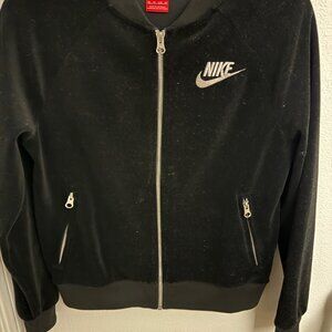 Nike Black Velour Front Zip Velour Jacket